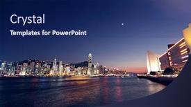  Presentation with hongkong - PPT theme featuring hongkong night background and a navy blue colored foreground