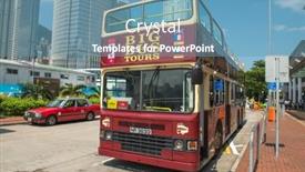  Presentation with hongkong - Audience pleasing presentation theme consisting of hongkong-september-8-2013-citybus backdrop and a teal colored foreground