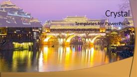  Presentation with ancient china - Presentation design enhanced with hongqiao bridge at fenghuang phoenix background and a light blue colored foreground