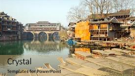  Presentation with ancient china - Presentation consisting of hongqiao bridge at fenghuang phoenix background and a  colored foreground