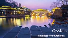  Presentation with ancient china - Colorful presentation theme enhanced with hongqiao bridge at fenghuang phoenix backdrop and a ocean colored foreground