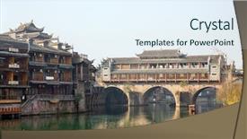  Presentation with ancient china - Slide deck having hongqiao bridge at fenghuang phoenix background and a  colored foreground