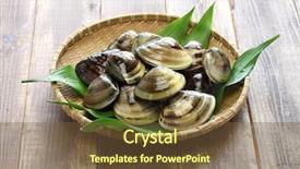  Presentation with clam - Colorful theme enhanced with honhama japanese clam common orient backdrop and a tawny brown colored foreground
