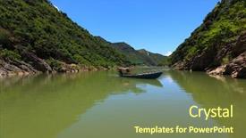  Presentation with old fishing boat - PPT theme consisting of honner - fishing boat on thu bon background and a tawny brown colored foreground