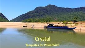  Presentation with river - PPT layouts having honner - thu bon river at hon background and a tawny brown colored foreground