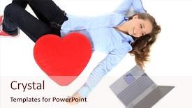  Presentation with next - Colorful PPT theme enhanced with honny - attractive young girl lying next backdrop and a  colored foreground