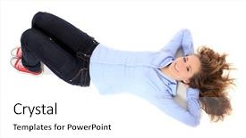  Presentation with group of three young girl - Audience pleasing PPT layouts consisting of honny - attractive young girl lying backdrop and a  colored foreground