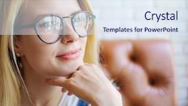  Presentation with white brick wall - Amazing slides having honny - blonde in glasses poses backdrop and a sky blue colored foreground