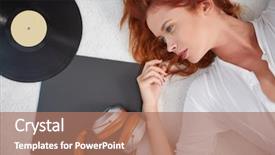  Presentation with vinyl - PPT theme enhanced with honny - girl is lying background and a  colored foreground