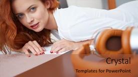  Presentation with vinyl - Amazing slides having honny - girl is lying backdrop and a  colored foreground