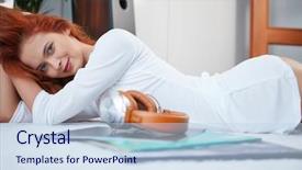  Presentation with next - Presentation design featuring honny - girl is lying background and a  colored foreground