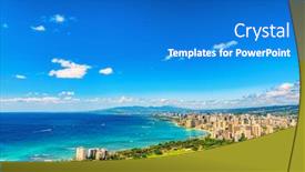  Presentation with diamond head - Cool new slide deck with honolulu-hawaii-landscape-view backdrop and a teal colored foreground
