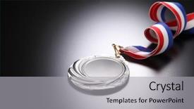  Presentation with medal - Amazing PPT layouts having honor badge - close up of the silver backdrop and a light gray colored foreground