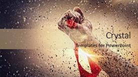  Presentation with medal - Cool new PPT layouts with honor badge - hand held medal backdrop and a coral colored foreground