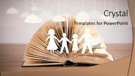  Presentation with cardboard - Amazing slide set having cardboard figures of the family backdrop and a lemonade colored foreground