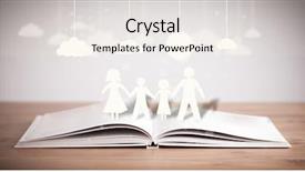  Presentation with story book - Slide deck having family on opened book background and a sky blue colored foreground