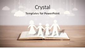  Presentation with cardboard - Presentation design consisting of ilustration - cardboard figures of the family background and a sky blue colored foreground