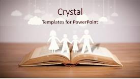  Presentation with cardboard - Cool new slide deck with ilustration - cardboard figures of the family backdrop and a sky blue colored foreground