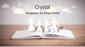  Presentation with cardboard - Audience pleasing presentation theme consisting of education parents growth - cardboard figures of the family backdrop and a light gray colored foreground