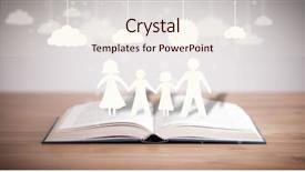  Presentation with cardboard - Theme consisting of ilustration - cardboard figures of the family background and a sky blue colored foreground