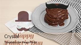  Presentation with happy birthday mama greeting card - Beautiful PPT layouts featuring invitation breakfast - plate with delicious chocolate pancakes backdrop and a lemonade colored foreground