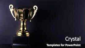  Presentation with trophy - Slide deck with honorable leadership - golden trophy on the black background and a black colored foreground