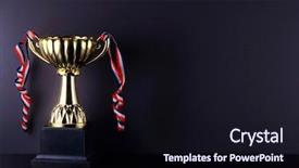  Presentation with trophy - PPT theme featuring honorable leadership - golden trophy on the black background and a wine colored foreground