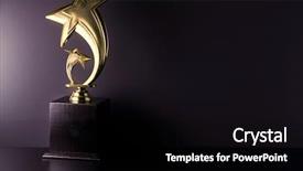  Presentation with trophy - Audience pleasing slide deck consisting of honorable leadership - golden trophy on the black backdrop and a black colored foreground