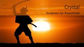  Presentation with samurai - Amazing theme having honour - samurai on sunset conceptual design backdrop and a gold colored foreground