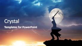  Presentation with warrior - Audience pleasing PPT layouts consisting of honour - warrior silhouette and lightning strenght backdrop and a ocean colored foreground