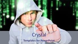  Presentation with green lines - PPT theme with hood jacket against green background and a light blue colored foreground