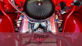  Presentation with engine - Audience pleasing PPT layouts consisting of hood of a hot rod backdrop and a tawny brown colored foreground