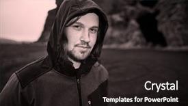  Presentation with bc forest landscapes - Slide deck featuring hooded man portrait in barren background and a dark gray colored foreground