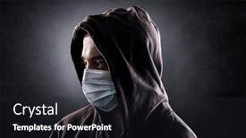  Presentation with face mask - PPT layouts with hooded-man-wearing-protection-face background and a wine colored foreground