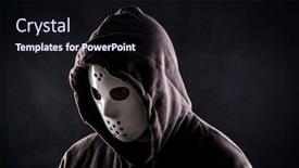  Presentation with mask - Slides featuring hooded-maniac-or-criminal background and a wine colored foreground