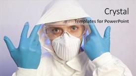  Presentation with professional - Colorful theme enhanced with hooded suit for bio-hazard backdrop and a light gray colored foreground