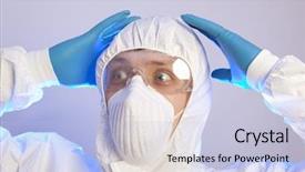  Presentation with professional - Slides enhanced with hooded suit for bio-hazard background and a light blue colored foreground