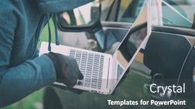  Presentation with security systems - Amazing presentation having hooded thief tries to break the car's security systems with laptop hacking modern car concept backdrop and a dark gray colored foreground