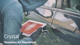  Presentation with security systems - Presentation with security systems with tablet hacking background and a ocean colored foreground