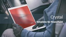  Presentation with security systems - Slide deck featuring hooded thief tries to break the car's security systems with laptop hacking modern car concept background and a ocean colored foreground