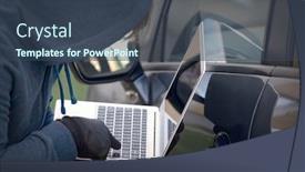  Presentation with security systems - Beautiful presentation featuring hooded-thief-tries-to-break backdrop and a ocean colored foreground