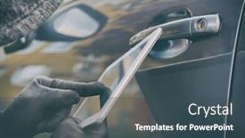  Presentation with security systems - Cool new presentation theme with hooded-thief-tries-to-break backdrop and a ocean colored foreground