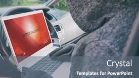  Presentation with security systems - Presentation theme having hooded-thief-tries-to-break background and a gray colored foreground