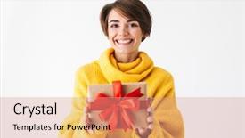  Presentation with cheerful - PPT layouts enhanced with hoodie standing isolated over white background and a  colored foreground