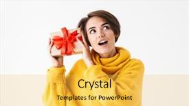  Presentation with cheerful - PPT theme consisting of hoodie standing isolated over white background and a  colored foreground