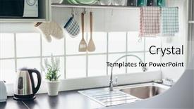  Presentation with cooking utensils - Slide deck enhanced with hook - home kitchen interior cooking utensils background and a white colored foreground