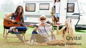  Presentation with college education happy smiling - Slide set with hookah - happy smiling friends having background and a coral colored foreground