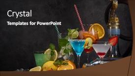  Presentation with beverages - Beautiful slide deck featuring hookah-and-cocktails-set-glasses backdrop and a dark gray colored foreground