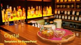  Presentation with hookah - PPT theme consisting of hookah-bar-counter-tonic-drinks background and a crimson colored foreground