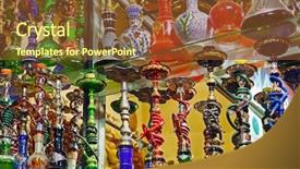  Presentation with hookah - Slides enhanced with pipe sale - hookah in souvenir shop background and a tawny brown colored foreground